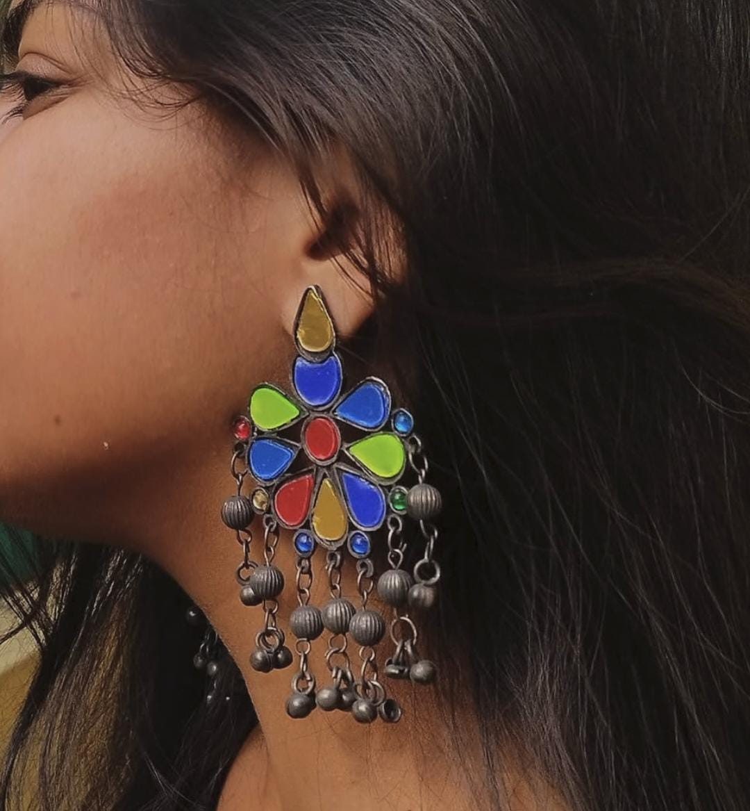 Mirror-work jhumka