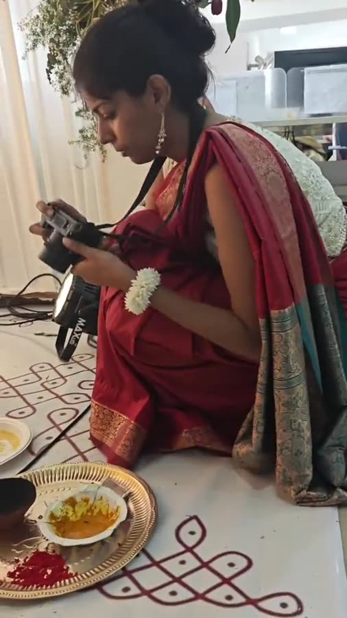 Shooting the office Ganesh Chaturthi in a saree